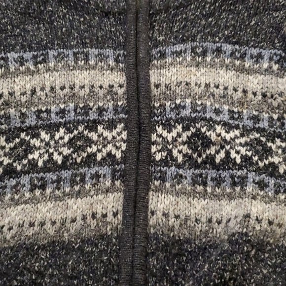 GREY black cream fair isle knit cotton wool blend zip up sweater - Picture 3 of 6